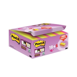 Post-it Super Sticky 47.6x 7.6mm Assorted VALUE PACK 18+6 FREE (Pk 24)