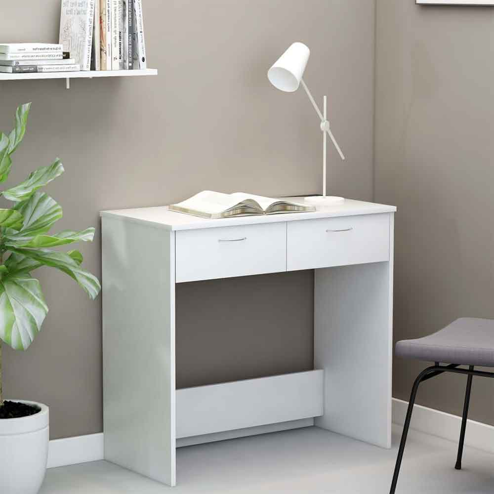 Baina Wooden Laptop Desk With 2 Drawers - White