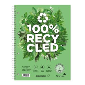 Silvine Premium Recycled Nbk Wirebnd 80gsm Ruled Margin Perf Punched 4